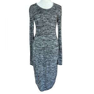 WILFRED FREE Aritzia Heathered Gray Long Sleeve Midi Bodycon Dress Sz XS Stretch